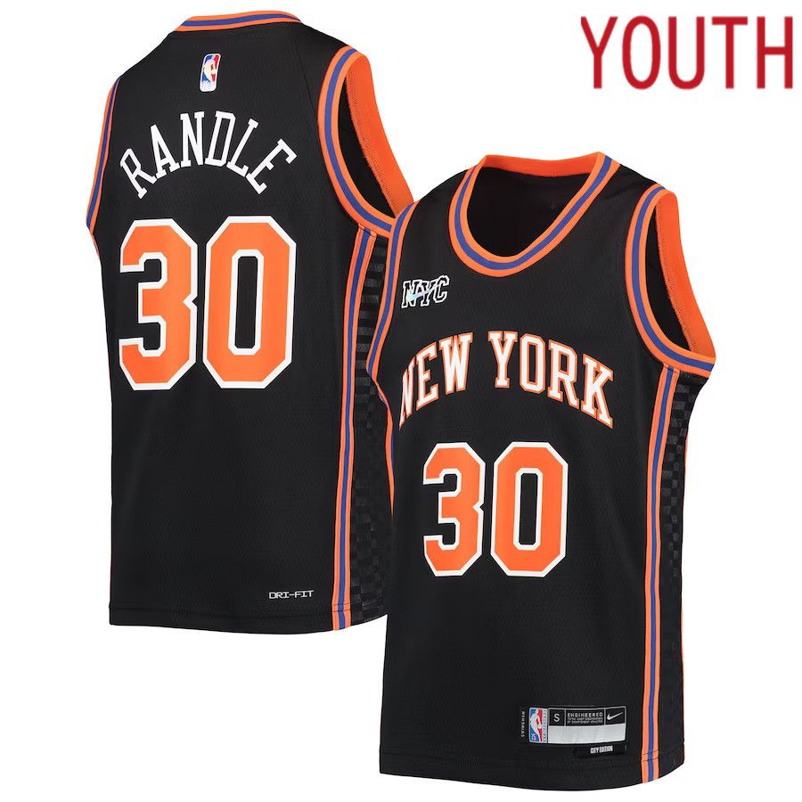 Youth New York Knicks #30 Julius Randle Nike Black City Edition Swingman NBA Jersey